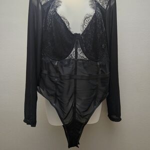Black Lace Long Sleeve Bodysuit 3X - NEVER WORN